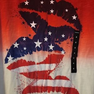 Torrid NWT Plus Size 4x 26-28 T-shirt Lips Red/White/Blue America